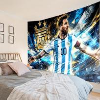 1PC Argentina Football Star Messi Tapestry Hanging for Bedroom,Livingroom, Playroom,Decor Art Room Wall Tapestry Holiday and Birthday Gifts 100cmx150cm