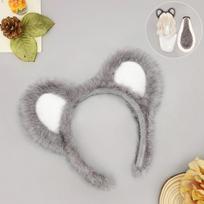 Otter Ears Tail Set Costume Accessory Adult Halloween Party Cosplay Anime Theme Otter Hairband - Gray gray