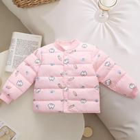 Cute Cartoon Unisex Kids Padded Cotton Liner Hooded Warm Baby Jacket 130cm rožinė