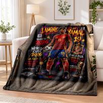 Lamine Yamal Printed Flannel Blanket Warm Comfort Bed Throw For Indoor Home Decoration 80cmx120cm black