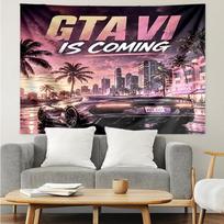 GTA 6 spausdinimo gobelenas, fonas, lengvai tvirtinamas, idealus miegamajam, biurui ir svetainei, su estetiška sienos dekoracija. 100cmx150cm gray