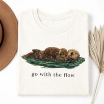 Go With The Flow Otter Shirt, Sea Otter Lover Gift, Vintage Ocean Tee 100 black