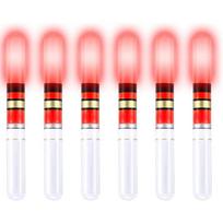6lots Night Fishing LED Glowing Stick, Waterproof Luminescent Floating Tail Light, Portables  Fishing Tackle Accessories raudona