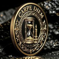 3D Grim Reaper Gold Memento Mori Double-Sided Collectible Retro Coin brown