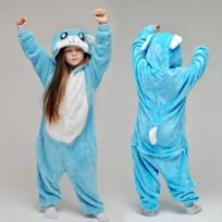 Kigurumi Rykliai Vilkas Onesie Vaikams Vienaragis tigras koalas Pižama Vaikams Gyvūnai Animaciniai Miegamieji Kostiumai Kostiumai Merginos Licorne Jumspuit 7t blue