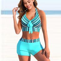 Moteriškas „Halter Bikini Tankini“ maudymosi kostiumėlis 5XL mėlyna