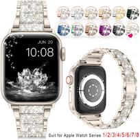 Klasikinė Bling deimantinė apyrankė Apple Watch juostai 40mm 45mm 44mm 41mm 42mm 38mm Metalinė juosta IWatch Series 7 SE 6 5 4 Moteriškas apyrankė 42mm 44mm 45mm 49mm gray