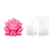 3D Animal Silicone Mold Nine-Tailed Fox Shape Epoxy Resin Moulds Resin Ornament Moulds Handmade Molds for Crafting Lover pink