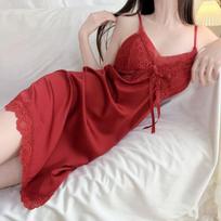 Erotic lingerie sexy lace suspender bathrobe deep V low cut hot perspective seduction suit One size brown