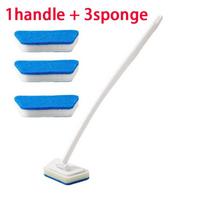 Daugiafunkcis vonios sienų šepetys ilga rankena Nuimamas buitinis grindų vonios šepetys Keraminių plytelių kempinės valymo šepetys 1 handle+3 sponge balta