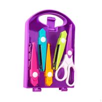 Craft Scissors with 4Pcs Interchangeable Heads Decorative Edge Easy Use Design for Children purple