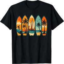 Cool Vintage Retro Surfing Surfboard Surfboarder Surfer T-Shirt(1) XXXXXL juoda