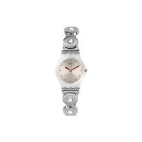 SWATCH Quartz Movement Women's Watch 31.4mm Gold Dial Plastic Watch Case Stainless Steel Strap LK375G Silver Strap white