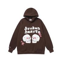 GLYDE Graffiti Letter Foam Fleece Baggy Sweatshirts Men's Oversized High Street Casual Hooded Hoodie Unisex Pullover Loose Hoody XXL gray