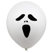 White Halloween Ghost Face Spider Witch Bat Latex Balloons 12Inch 2.8g Print Balloons Scene Layout Decorative Terror Balloons 12inch  10pcs white