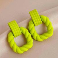 Women Epoxy Geometric Earring Stud Gold Plating Bright Color Spray Earrings Pink Neon Green Red Option Cute Girls Jewelry yellow