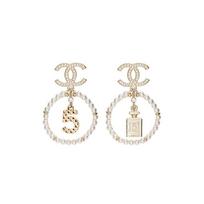 CHANEL No. 5 perfume bottle gold/white earrings for women balta