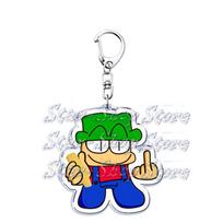 Game Dave Bambi Fnf Keychain for Accessories Bag Cute Cartoon Pendant Key Chain Ring Boys Bandu Keyring Jewelry Fans Gifts white