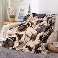 Mielas mopsų pledas Gyvūniška patalynė Flanelinis pledas Minkštas ir patogus pliušinis pledas sofai, lovai, lauko kelionėms, gimtadienio dovana Size: 75*100cm, Weight: 230 GSM