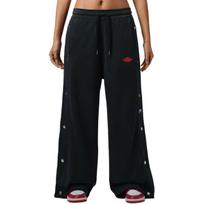 Nike Jordan Flight Fleece Logo Patch Lace-Up Loose Knit Sports Pants Women pants IM6984-010 XS black