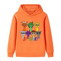 B1052 Kids Boys Girls Sprunki Print Regular Long Sleeves Hoodie 150cm oranžinė
