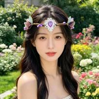Flower Vine Elven Crown Fantasy Diadem Elf Tiara Head Band Artificial Floral Wreath Fairy Headpiece Forest Wedding black