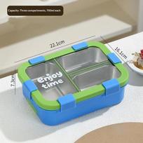 304 Stainless Steel Thermal Lunch Box Rectangular Shape Sealed Lid Insulated Lunch Box 3 Compartments Leakproof Food Container žalia