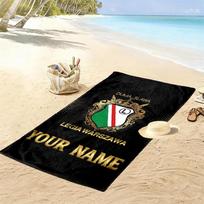 Custom Name Legia Warszawa Print Beach Towel, Large Soft Quick Dry Towel for Beach Camping Swimming 80cmx160cm(31x63inch) white