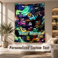 Among Us Tapestry, Personalized Custom Text, Wall Hanging Tapestry For Living Room Home Wall Decor 100cmx150cm beige