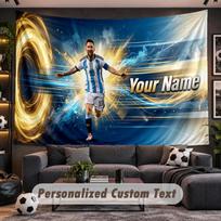 Wall Hanging Tapestry Custom NameLionel Messi Pattern Personalized Printed Fabric Wall Decor 100cmx150cm