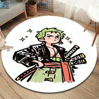 One Piece Roronoa Zoro Round Area Rug Carpet Rug For Living Room Bedroom Sofa Playroom Decor Nonslip Floor Mat 100cmx100cm