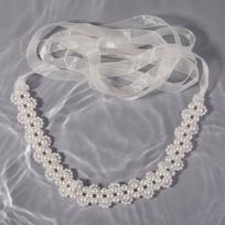 Rhinestone Trim Prom Dress Belt Pearl Accents Pearl Belt Shimmering Bridal Belt  Formal Event 09 gray
