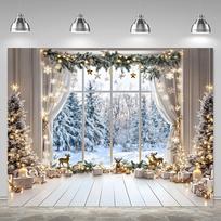 1 winter Christmas backdrop, durable and suitable for holiday party decorations, shimmering light effect photography background 59×39inch/150*100cm white