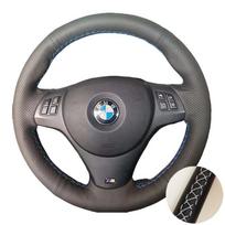 Car Steering Wheel Cover For BMW E81 E90 Pack M Sport M3 E91 E92 E93 E87 E82 E88 X1 E84 Hand-stitched Microfiber Leather White Thread