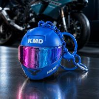 Multi-functional Motorcycle Helmet Keychain Light Up Mini Helmet Keychain  For Motorcycle Lovers Non Luminous Blue blue