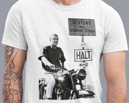 The Great Escape Shirt, Steve McQueen Tshirt, Vintage Racer Motorcycle Printed Shirts, Biker Shirt 100 gray