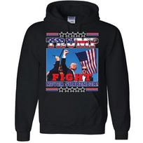 Donald Trump Never Surrender  Hoodie MAGA 2024 Bullet Proof shot USA republic L blue