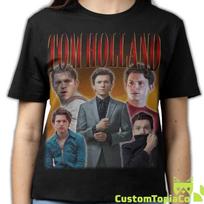 TOM HOLLAND SHIRT, Tom Holland Vintage T-Shirt, Thomas Stanley Holland Retro 90s Bootleg Homage Merch, Tom Holland Tribute Rap Tee Fans Gift 100 brown