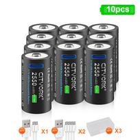 CR123A baterija 2250mWh 3,7V įkraunama ličio jonų 16340 baterijos, skirtos LED žibintuvėliui 16350 RCR123 baterija + USB tipo c laidas juoda