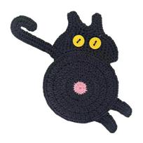Funny Cat Butt Coasters Playful Knitted Drink Pads Heat-resistant Placements juoda