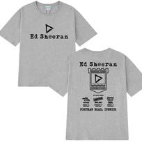 Hot Sale Ed Sheeran Play Tour 2025 Double Sided Printed T Shirt Summer Men's Women Vintage Hip Hop Streetwear Unisex Cotton Tops 4XL gray
