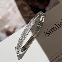 Light Luxury Boundless Ladder inlay Full Diamond bangles silver  Starry Sky Bracelet Suitable for Daily  Gifts Wedding balta