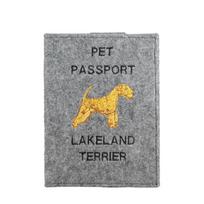 Lakeland Terrier - Dog passport case, document case, gift for the traveller from the Art-Dog brand pilka spalva