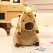 20~40cm Brown Capybara Doll Sitting Plush Toy Stuffed Cartoon Animal with Backpack Hat Dressed Plushie Gift 20cm beige