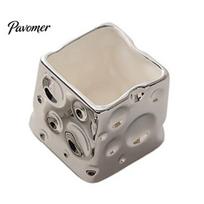 Soft Cream Color Cheese Box Ceramic Pen Holder, Large Capacity Storage Jar, Cute Desk Organizer Crockery for Stationery Makeup Brushes Small beige