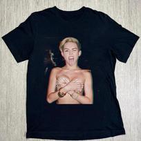 Remake Miley Cyrus 90s Retro style Unisex Black T shirt Short Sleeve NH26919 XXXXL beige
