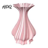 PLA Plastic Decorative Vase Modern Wavy Vase 3D Printed Flower Artistic Table for Real Flowers Centerpiece Ribbed Living Room Bedroom Office Decor rožinė