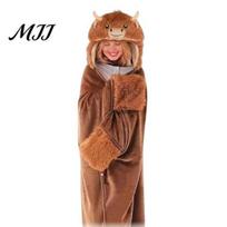 Women Lounging Wear Animal Wearable Blanket Hoodie for Women, Oversized Flannel Sweatshirt Warm Pajamas Blanket, Button-Up Cosplay Cape C brown