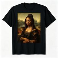 Vintage Funny Mona Lisa Shirt Art Parody Graphic Casual Cotton Short Sleeve Aesthetic Top Tee Y2k Top Harajuku Summer Unisex 4XL brown