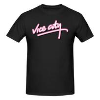 Gta Vice City Slim Fit Tshirt Niche Simplicity Ribbed Collar Shirt L black
